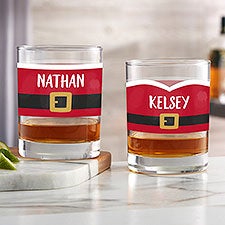 Santa Belt Personalized Christmas Whiskey Glass - 32788