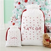 Candy Cane Lane Personalized Canvas Drawstring Santa Sack - 32806