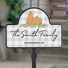 Precious Moments Pumpkins  Buffalo Check Personalized Garden Sign - 32877