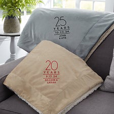 Modern Anniversary Embroidered Sherpa Throw  - 32911