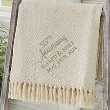 Anniversary Text Embroidered Afghan Throw - 32914