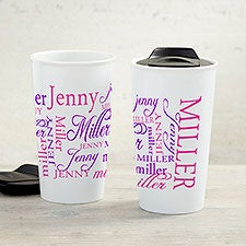 Signature Style Personalized Double-Wall Ceramic Travel Mug - 33170