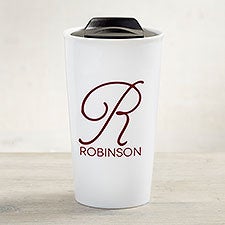 Initial Accent Personalized Double-Wall Ceramic Travel Mug - 33184
