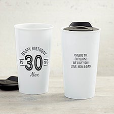 Modern Birthday Personalized Ceramic Travel Mug - 33205