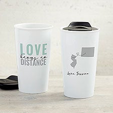Love Knows No Distance Personalized Ceramic Travel Mug  - 33214