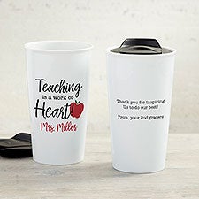 Inspiring Teacher Personalized Double-Walled Ceramic Travel Mug - 33218