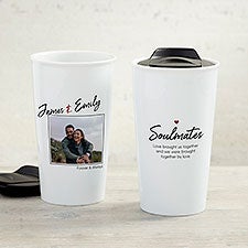 Soulmates Personalized Double-Walled Ceramic Travel Mug  - 33219