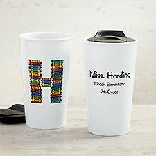 Crayon Letter Personalized Double-Walled Ceramic Travel Mug  - 33223