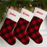 Red & Black Buffalo Check Personalized Christmas Stocking - 33239