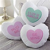 Conversation Heart Personalized Heart Throw Pillow - 33250