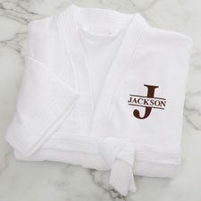 Lavish Last Name Personalized White Velour Robe - 33286