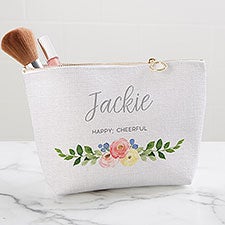 Floral Name Meaning Personalized Makeup Bag - 33374