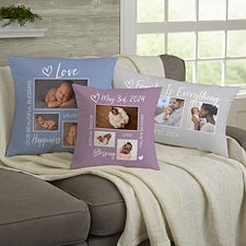 Baby Photo Collage Personalized Throw Pillows - 33390