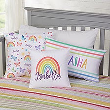 Watercolor Brights Personalized Kids Throw Pillows - 33397