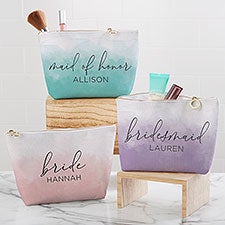 Watercolor Bridesmaid Personalized Makeup Bag  - 33520