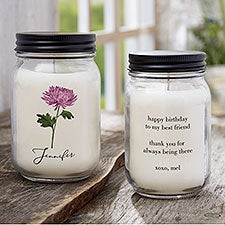 Birth Month Flower Personalized Farmhouse Candle Jar - 33533
