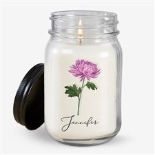 Birth Month Flower Personalized Farmhouse Candle Jar - 33533