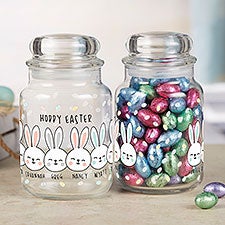 Easter Bunny Family Personalized Glass Easter Candy Jar - 33548
