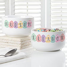 Happy Easter Eggs Personalized Kids Cereal Bowls - 33554