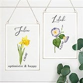 Birth Month Flower Personalized Hanging Glass Wall Decor - 33571