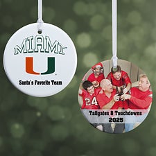 NCAA Miami Hurricanes Personalized Ornaments - 33640