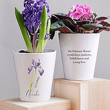 Birth Flower Personalized Mini Flower Pot - 33691