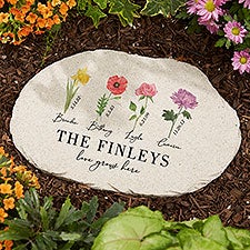 Birth Month Flower Personalized Round Garden Stone - 33699