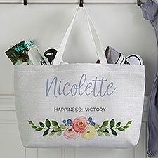 Floral Name Meaning Personalized Tote Bag  - 33736