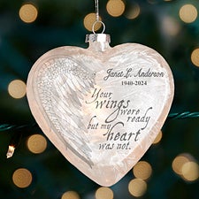 Your Wings Personalized Lightable Frosted Glass Heart Ornament - 33863