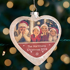 Photo Message Personalized Lightable Glass Heart Ornament - 33865