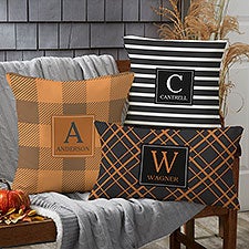 Spellbinding Stripes Personalized Halloween Outdoor Throw Pillow - 33869