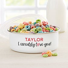 I Cerealsly Love You Personalized Romantic Enamel Bowl with Lid  - 33886