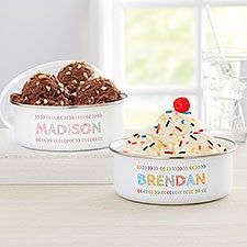 Stencil Name Personalized Kids Enamel Bowl with Lid  - 33888