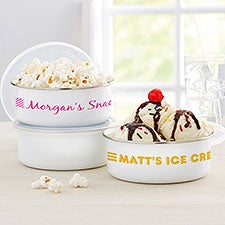 My Munchies Personalized Enamel Bowl with Lid  - 33889