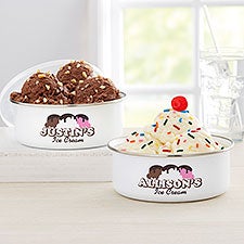 Ice Cream Parlor Personalized Enamel Bowl with Lid  - 33892