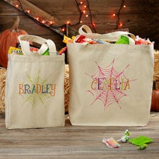 Spider Webs Personalized Halloween Canvas Tote Bags - 33942
