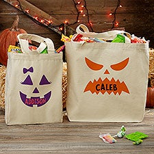 Jack-o-Lantern Personalized Canvas Tote Bags - 33944