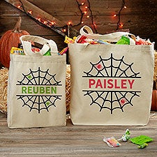 Halloween Spider Web Personalized Canvas Tote Bags - 33945