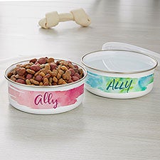 Watercolor Personalized Enamel Dog Bowl  - 33955