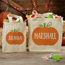 Pumpkin Personalized Halloween Canvas Tote Bags - 33956