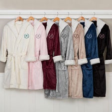 Floral Wreath Personalized Luxury Hooded Fleece Robes - 33976