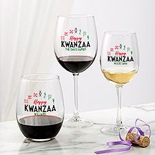 Kwanzaa Personalized Wine Glasses - 34001