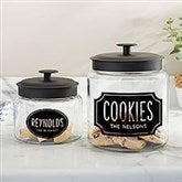 Treat Label Personalized Glass Cookie Jar with Black Lid - 34071