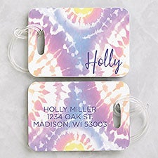 Pastel Tie Dye Personalized Luggage Tags - 2 Pc Set - 34113