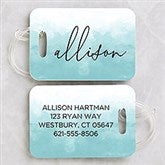 Watercolor Name Personalized Luggage Tags - 2 Pc Set - 34117