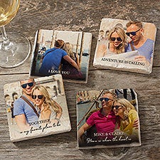 Photo Message for Her Personalized Tumbled Stone Coaster Set - 34142