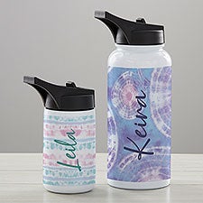 Pastel Tie Dye Personalized Vacuum Insulated Water Bottles - 34262