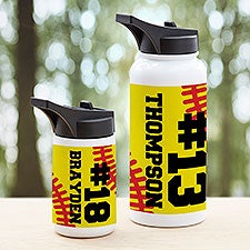 Softball Personalized Double-Wall Vacuum Insulated Water Bottle  - 34275