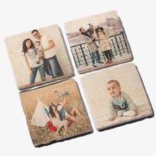 Photo Personalized Tumbled Stone Coaster Set for Family - 34305