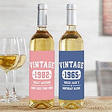 Vintage Birthday Personalized Wine Bottle Labels - 34306